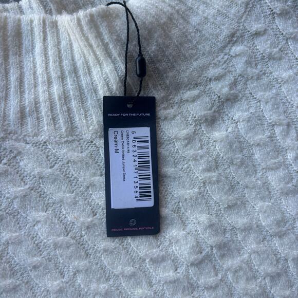 PrettyLittleThing Cable Knitted Sweater Jumper Dress Women's M Cream Long Sleeve - Picture 3 of 13